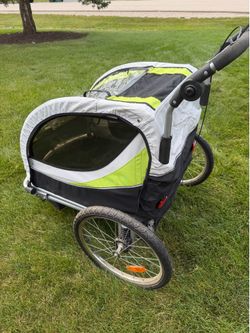 2 in 1 Foldable Child Bike Trailer & Stroller, 2 Seats