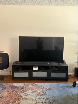 Black TV Stand / Entertainment Center with Frosted Glass Storage