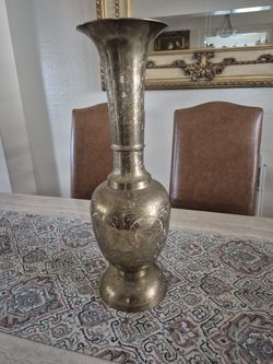 Large Soid Brass Vase.