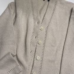 Theory Cream Knit Cardigan with Button Detail
