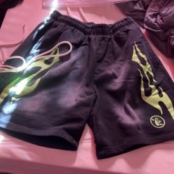 Hellstar Flame Shorts Green