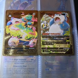 Snorlax VMAX Fan-Art Gold Foil Display Cards 