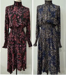 lot of 2 Nanette Lepore floral mock neck long sleeve dresses - size 8