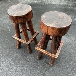Vintage Wood Log Style Bar Chairs 30’