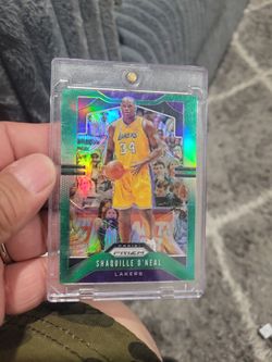 Shaquille O'Neal green silver prizm basketball card
