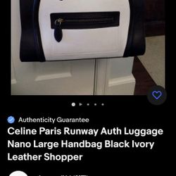 Celine Paris Runway Auth Luggage Nano Large Handbag Black Ivory Leather Shopper