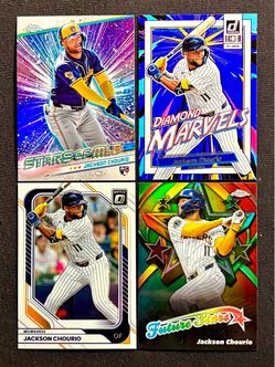 JACKSON CHOURIO 2024-26 Topps / Donruss RC Refractor & SP Lot (4)