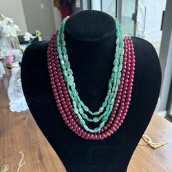 Natural Ruby Emerald Necklace