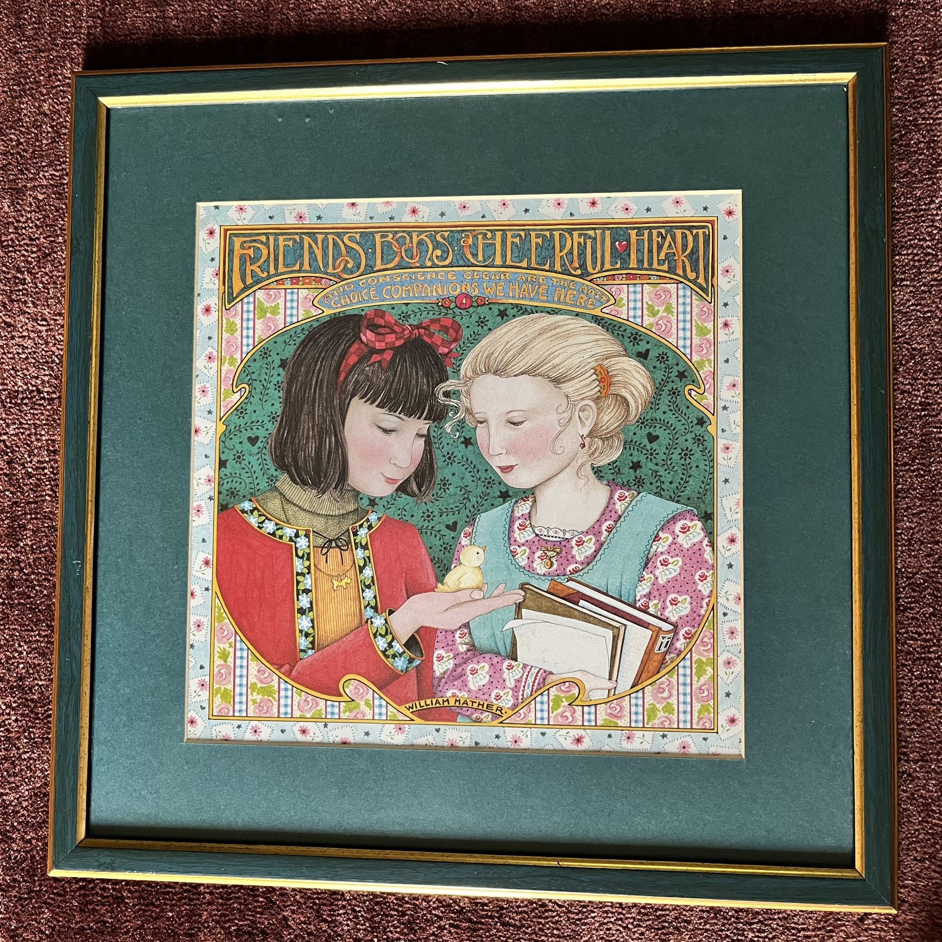 Mary Engelbreit “Friends Books a Cheerful Heart” Framed Art