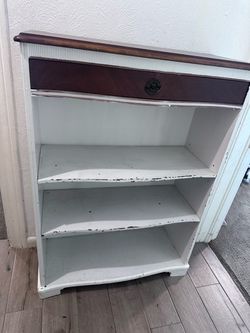 Vintage Wood Bookcase with Drawer
