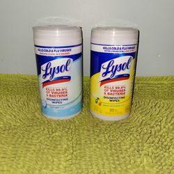2 Lysol Desinfenting Wipes( Crips Linen/ Lemon & Lime Blossom)