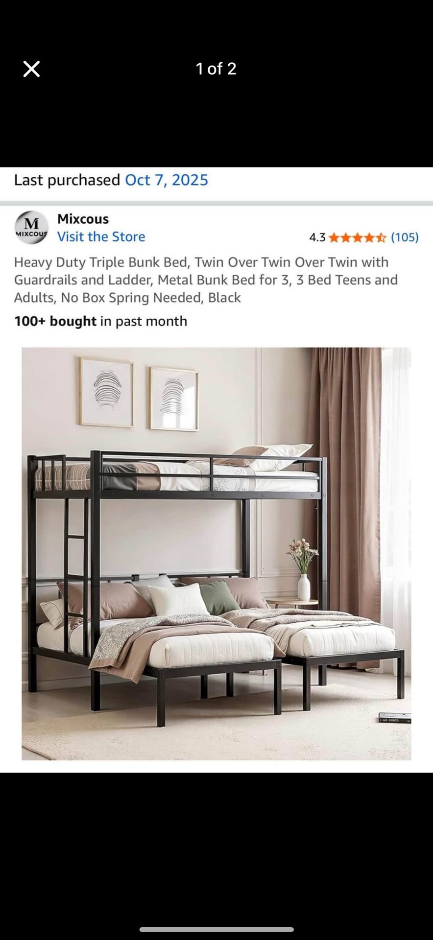 Heavy Duty Triple Bunk Bed