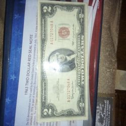 United States Currency Collection Red Seal $2 Bill In Mint Condition