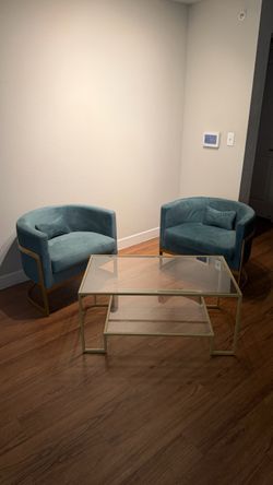 Teal Velvet Barrel Accent Chairs Set of 2