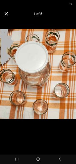 Vintage Orange Juice Pitcher and Glass Set
