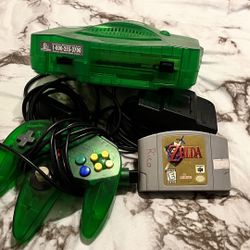 Nintendo 64 Console Jungle Green w/ Controller & Power Cord, WITH A/V CABLES