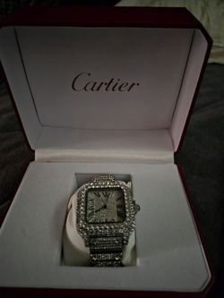 Cartier Santos Diamond-Set Watch with Box