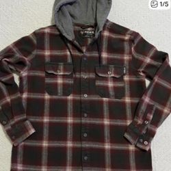 ♥️ Hawx Work Gear Men’s Hooded Flannel Shirt/Shacket Size L