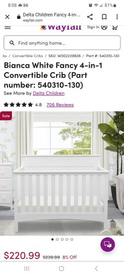 Delta Children 4 In 1 Crib Adjustable Like New