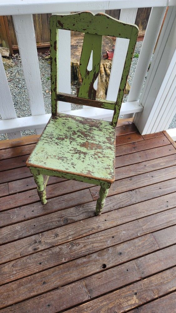 Antique Shabby Sheek Wood Painted Kid Chair