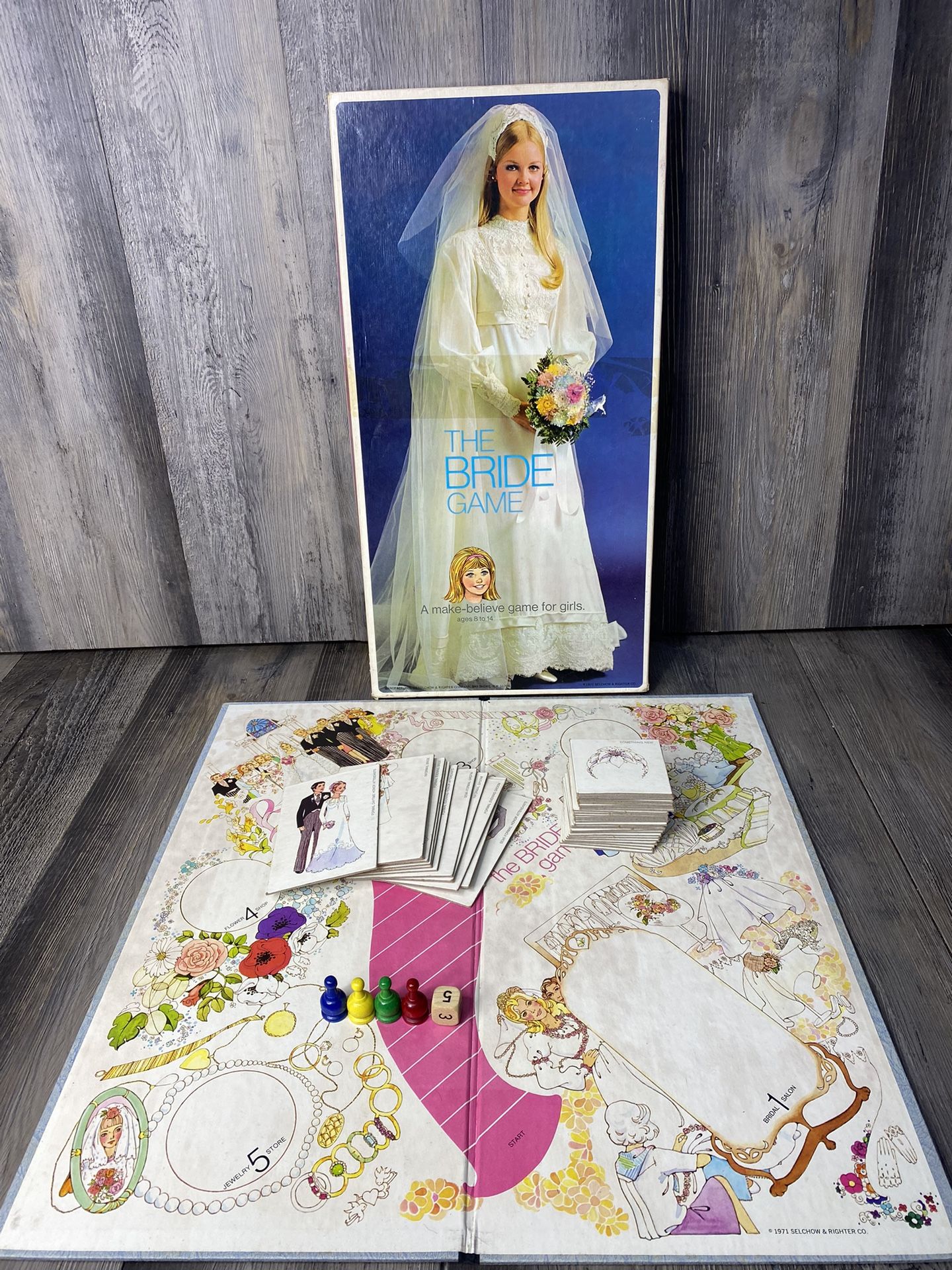 1971 The Bride Game Wedding Board Game Selchow & Righter Complete Vintage