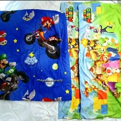2 Super Mario Body Pillow Covers & Mario Cart Twin Size Comforter