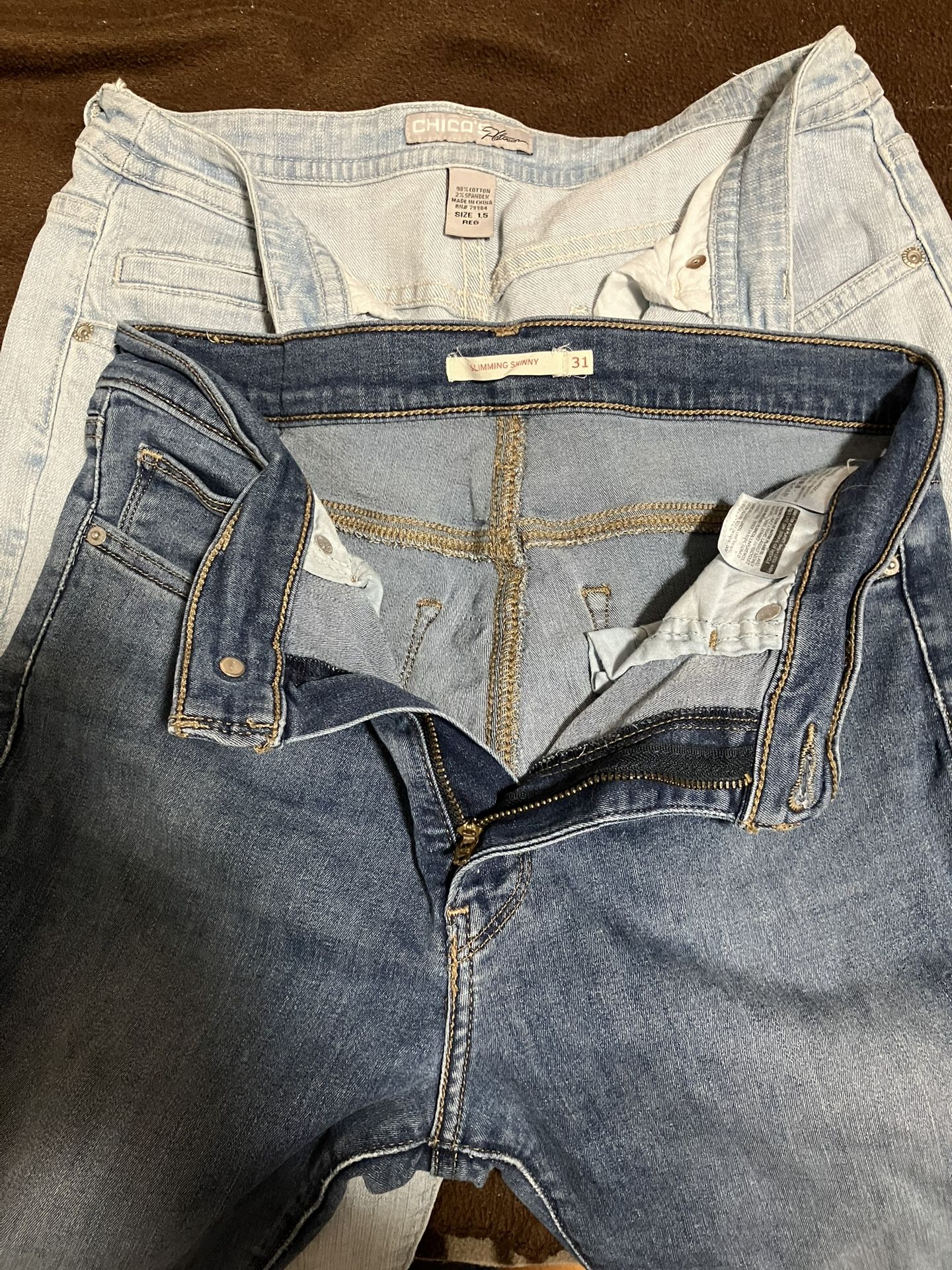 2 Pair Jeans Chico’s And Levi’s Size 10