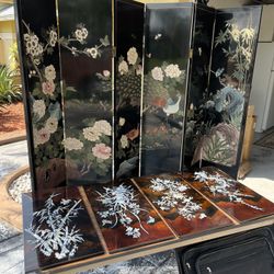 Oriental Screen And Four Wall Portraits