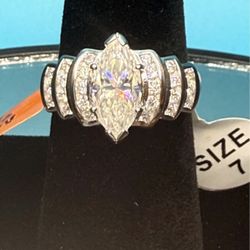 # 45- Marquise Cut Size 7 Engagement Ring - Moissanite 925 Sterling Silver