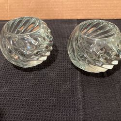 Two Lead Crystal Candleholders