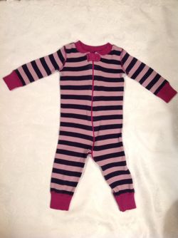 Hanna Andersson Girl 1-Piece Snug-Fitting (US 6-9 Mo) Purple Striped Sleeper