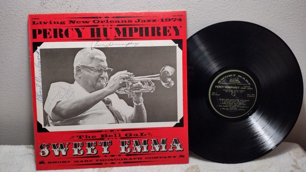 PERCY HUMPHREY FEATURING SWEET EMMA: living new orleans jazz - 1974 SIGNED