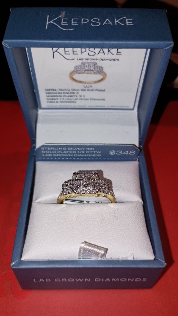 1/2 Carat Tw 18k Go Over Sterling Sz 7 Diamond Ring