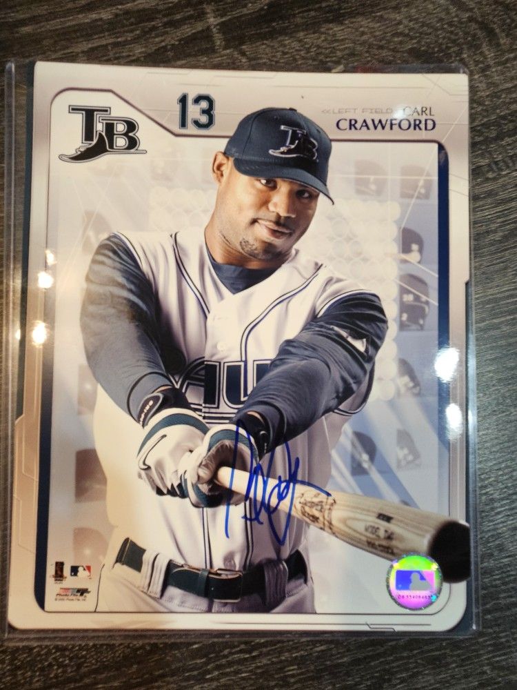 Signed Carl Crawford Tampa Bay Rays 8x10 Autograph Photo MLB Baseball