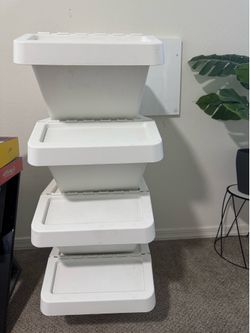 White Stackable Storage Bins with Flip Lids - Set of 4