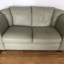 Stunning Green Leather 2 Person Couch