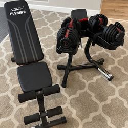 Bowflex 552 Adjustable Dumbells With Stand And Bench