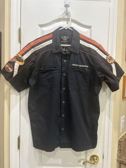 Harley Davidson Mens Shirt Sz XL Black Canvas Button-up Workwear 