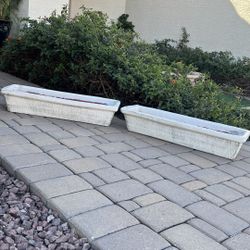 White Rectangle Planters