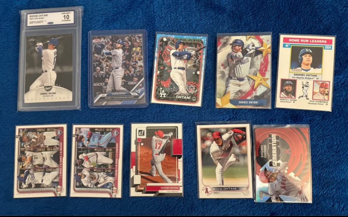 10 Shohei Ohtani baseball card lot graded 10 50/50 topps now mvp dodgers angels