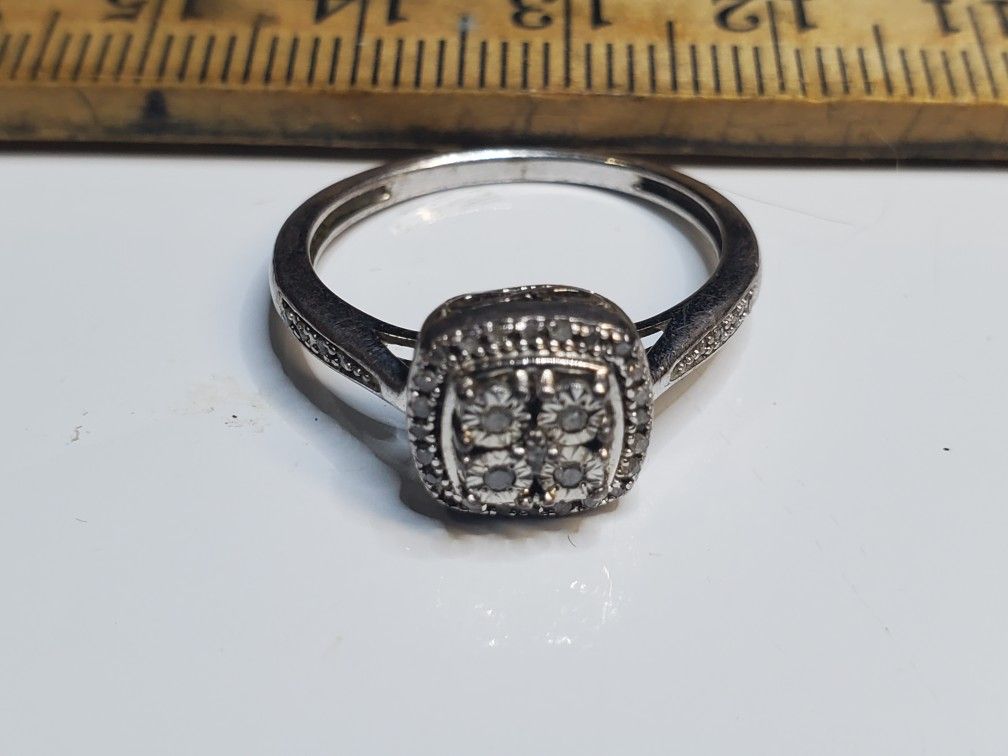 Wedding Vintage 925 Silver Diamond Eternity Ring Sz 6 Wedding Ring Band