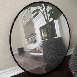 New 32" Large Black Round Circle Mirror Wall Home Decor Bathroom modern metal