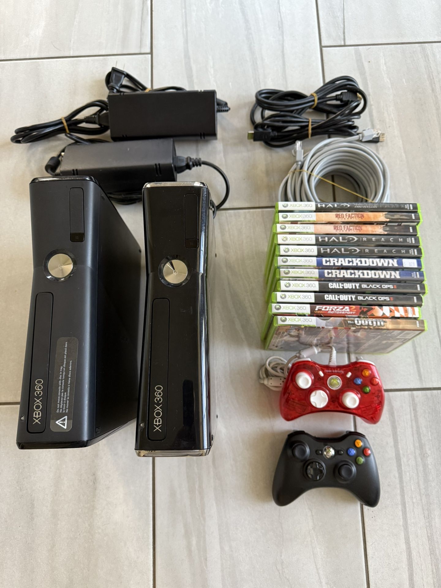 Xbox 360 Slim System link game/ console bundle 2x Xbox 360 250gb 9 system link games