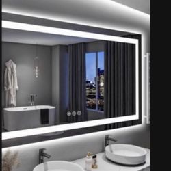 Makeup Vanity Mirror with Lights 32" x 24" Large LED Makeup Mirror, Light up Mirror with 10X Magnification and USB Charging Port, with Dimmable 3 Mode