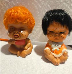 VINTAGE SET OF 2 MOODY RUBBER CUTIES BABY 3 1/2" BABY DOLLS