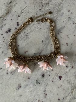 BCBG Generation Gold Tone Floral Necklace & Matching Earrings Set