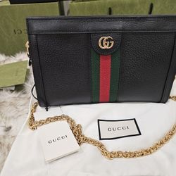 Gucci OPHIDIA CHAIN LEATHER HANDBAG