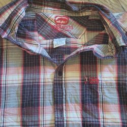Ecko Unltd Men's Blue Plaid Long-Sleeve Button Front Casual Shirt Size XXL