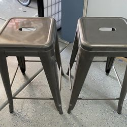 Backless Silver Barstool -2