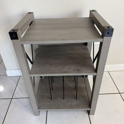 3-Tier Rustic Record Player Side Table for Living Room, Bedroom, Office - Grey 